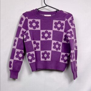 Design History Purple daisy block floral sweater NWOT size 3T